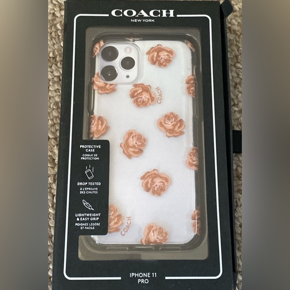 COACH Floral iPhone 11 Pro Phone Case White and Tan Floral Brand New Box NWT